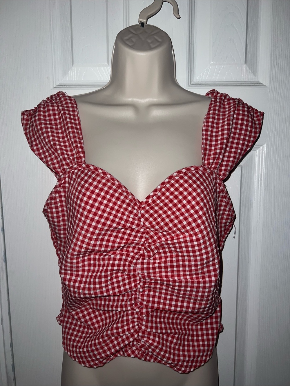 Sienna Sky Red Gingham Ruching Crop Top - Women